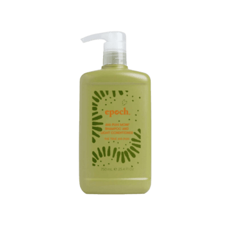Epoch Ava Puhi Moni Shampoo and Conditioner in green 750ml bottle with pump