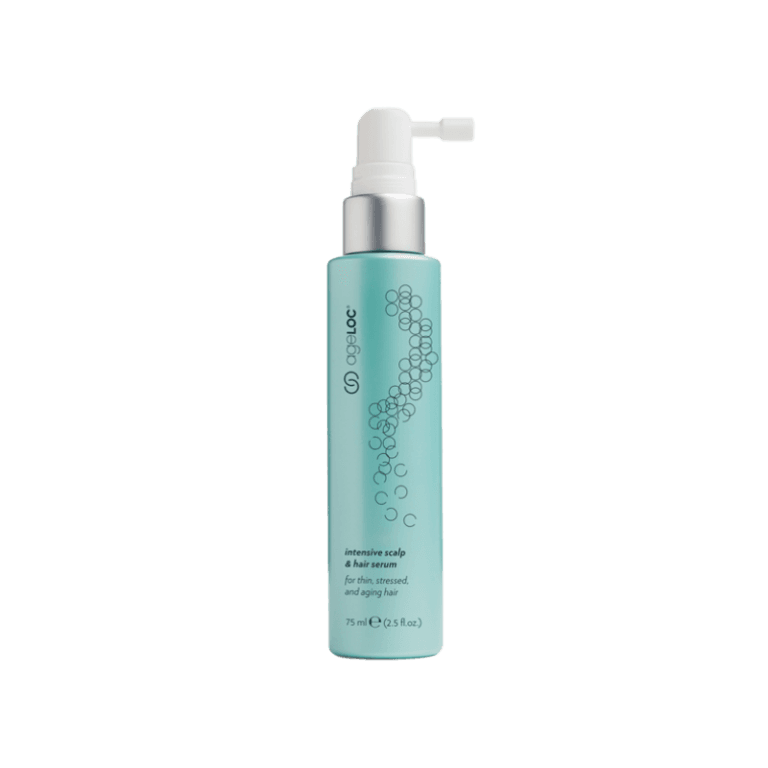 ageLOC Intensive Scalp and Hair Serum in blue 75ml bottle with spray nozzle